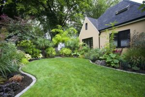House and Landscaped Yard