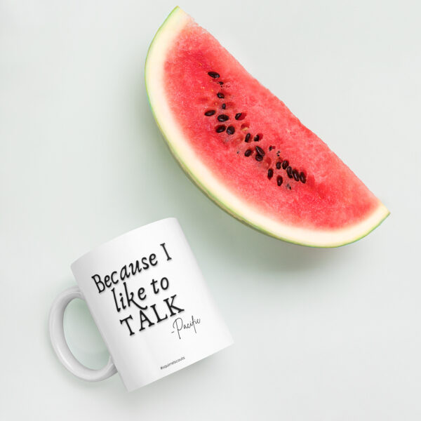 "I like to talk" White glossy mug - Image 6